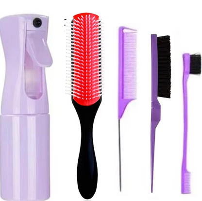 5-teiliges Haarstyling-Set: Entwirrbürste & Pflegetools für perfekte Locken